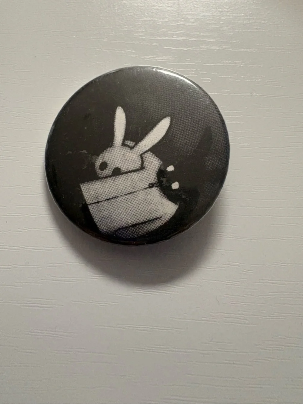 Black Bunny Pocket Pin Button - Decorative Accessory watership down